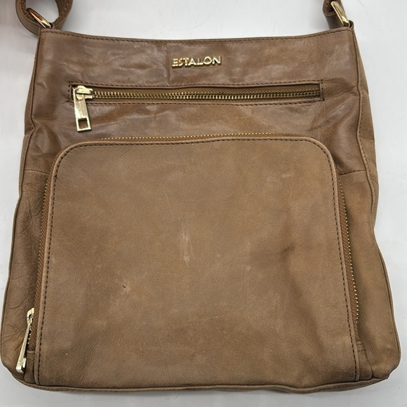 Estalon Brown Leather Crossbody Bag BRN7608C - Picture 3 of 13
